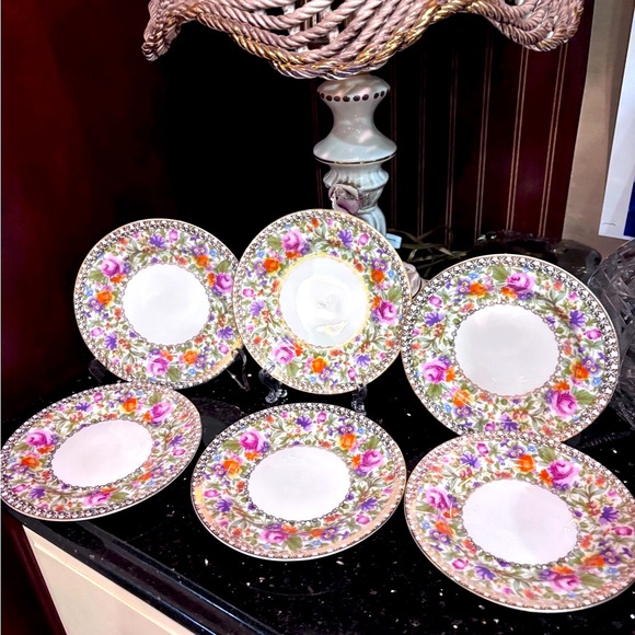 Rosenthal Floral Dessert Plates – Set of 6 – 7.75” Gold Trim – Vng Elegant Look! - Picture 1 of 9